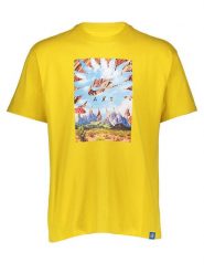 Nike Koszulka "Mountains" w kolorze żółtym rozmiar: M. Żółte bezrękawniki Nike, m, bez wzorów, z bawełny, bez kołnierzyka, bez ramiączek. Za 118.84 zł.