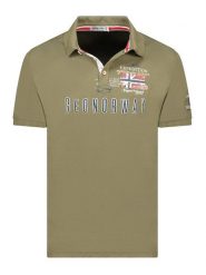 Geographical Norway Koszulka polo "Kason" w kolorze khaki rozmiar: M. Brązowe koszulki polo Geographical Norway, m, bez wzorów, z bawełny, bez kołnierzyka, bez ramiączek. Za 110.55 zł.