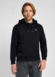 LEE MĘSKA BLUZA PLAIN HOODIE UNIONALL BLACK 112355735 L80Y015104. Czarne bluzy Lee, l, bez wzorów, bez kaptura. Za 159.99 zł.