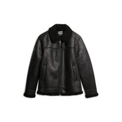 Kurtka aviatora z sztucznej owczej skóry Superdry. Czarne kurtki Superdry, l, bez wzorów, ze skóry, bez kaptura. Za 816.65 zł.