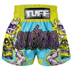 Spodenki treningowe TUFF Trippy Skull. Zielone krótkie spodenki sportowe TUFF, xl, bez wzorów, z materiału. Za 149.00 zł.