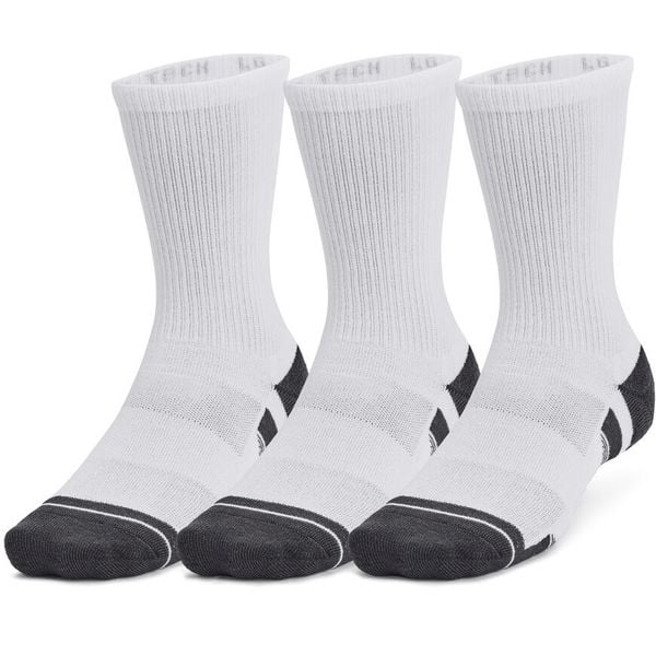 SKARPETY Under Armour Performance Tech 3 Pack Crew Socks. Białe skarpety Under Armour, bez wzorów, z poliesteru. Za 190.00 zł.