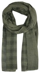 Lekki Wiosenno-Jesienny Szalik z Włóknami Konopnymi - ALTIES - Khaki, Kratka. Zielone szaliki Alties, bez wzorów, z materiału. Za 59.00 zł.