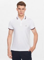 Tommy Hilfiger Polo 1985 MW0MW30750 Biały Slim Fit. Białe koszulki polo Tommy Hilfiger, m, bez wzorów, z bawełny, bez kołnierzyka, bez ramiączek. Za 199.99 zł.