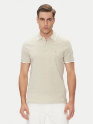 Tommy Hilfiger Polo MW0MW33140 Beżowy Regular Fit. Brązowe koszulki polo Tommy Hilfiger, m, bez wzorów, z bawełny, bez kołnierzyka, bez ramiączek. Za 319.99 zł.