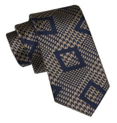 Modny Męski Krawat - Alties - Wzory Geometryczne na Ciemnobeżowym Tle. Krawaty i muchy Alties, bez wzorów, z tkaniny. Za 49.00 zł.