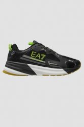 EA7 Czarne sneakersy z zielonym logo. Czarne buty sportowe casual EA7 Emporio Armani, bez wzorów, bez zapięcia. W wyprzedaży za 569.99 zł.