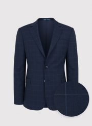 PAKO LORENTE – Granatowa marynarka garniturowa w delikatną kratę. Garnitury Pako Lorente, bez wzorów, z elastanu. Za 1,199.99 zł.
