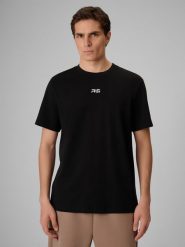 4F T-shirt regular gładki męski 4F x Robert Lewandowski - czarne M. Czarne t-shirty 4F, bez wzorów, z bawełny, bez ramiączek, na fitness i siłownię. Za 99.99 zł.