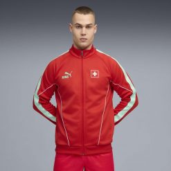 Męska kurtka Szwajcarii KING Anthem PUMA. Czerwone kurtki Puma, m, bez wzorów, bez kaptura. Za 389.00 zł.