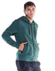 Męska, miękka bluza z kapturem i zamkiem błyskawicznym z ikoną lwa. Niebieskie bluzy z kapturem LEONE 1947 APPAREL, na zimę, l, bez wzorów, z bawełny, z kapturem. Za 126.26 zł.