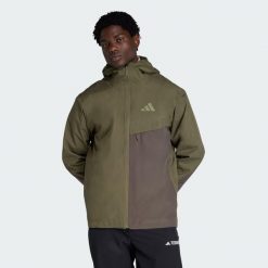 DWUWARSTWOWA KURTKA PRZECIWDESZCZOWA TERREX MULTI CLIMAPROOF. Brązowe kurtki Adidas, s, bez wzorów, z materiału, bez kaptura. Za 529.00 zł.
