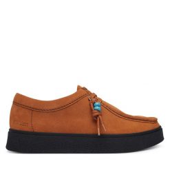 Półbuty Clarks. Brązowe eleganckie półbuty Clarks, bez wzorów, bez obcasa, bez zapięcia. Za 479.99 zł.
