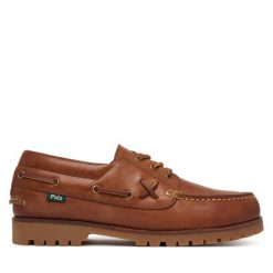 Półbuty Polo Ralph Lauren. Brązowe eleganckie półbuty Polo Ralph Lauren, bez wzorów, bez obcasa, bez zapięcia. Za 949.99 zł.