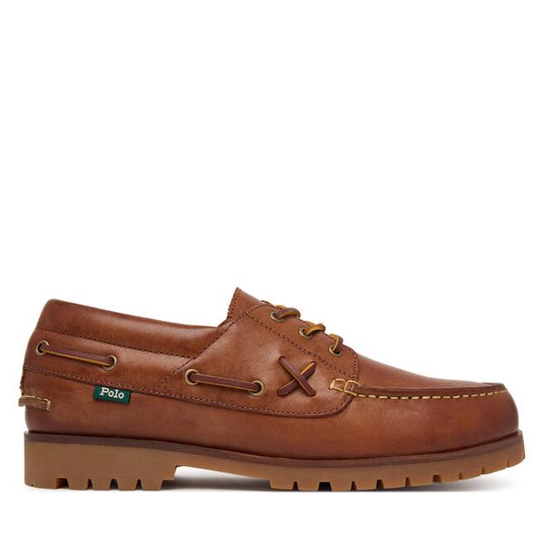 Półbuty Polo Ralph Lauren. Brązowe eleganckie półbuty Polo Ralph Lauren, bez wzorów, bez obcasa, bez zapięcia. Za 949.99 zł.