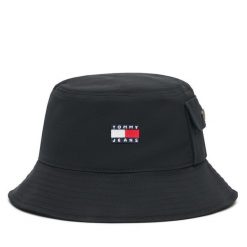 Kapelusz Tommy Jeans. Czarne kapelusze Tommy Jeans, bez wzorów, z jeansu. Za 219.99 zł.