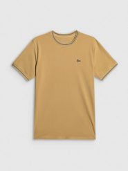 4F T-shirt regular gładki męski - beżowy M. Brązowe t-shirty 4F, m, bez wzorów, z bawełny, bez kołnierzyka, bez ramiączek. Za 79.99 zł.