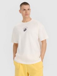 4F T-shirt oversize z nadrukiem męski - białe XXL. Białe t-shirty sportowe 4F, bez wzorów, z bawełny, bez ramiączek. W wyprzedaży za 59.99 zł.