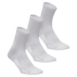 Skarpetki do chodzenia/nordic walking WS 100 Mid białe (3 pary). Białe skarpety NEWFEEL, bez wzorów, z bawełny. Za 19.99 zł.