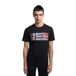 Koszulka sportowa męska Napapijri. Niebieskie t-shirty sportowe Napapijri, bez wzorów, bez ramiączek, trekkingowe. Za 69.99 zł.