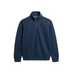 Bluza Superdry Essential Logo Henley. Niebieskie bluzy Superdry, m, bez wzorów, bez kaptura. Za 325.05 zł.