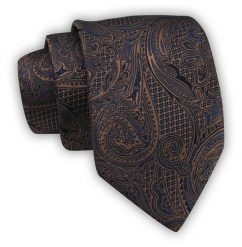 Krawat Alties (7 cm) - Granat w Duży Orientalny Wzór. Niebieskie krawaty i muchy Alties, bez wzorów, z tkaniny. Za 49.00 zł.
