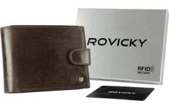 Portfel skórzany Rovicky N61L-RVT-3203 D.B c. brązowy. Brązowe portfele ROVICKY, bez wzorów, ze skóry. Za 65.99 zł.