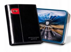 Portfel skórzany Peterson [D] PTN 22310-VT-E czarny. Czarne portfele Peterson, bez wzorów, ze skóry. Za 83.99 zł.