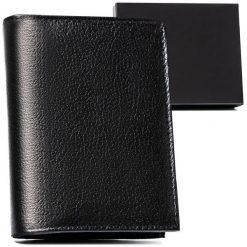 Skórzany portfel męski N4-SPDM-BOX czarny. Czarne portfele Inny, bez wzorów. Za 49.99 zł.
