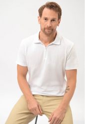 Koszulka polo na zamek O-HEKTOR. Białe koszulki polo sportowe Volcano, l, bez wzorów, z bawełny, bez kołnierzyka, bez ramiączek. Za 119.99 zł.