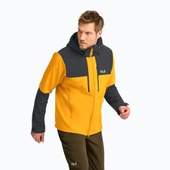 Kurtka przeciwwiatrowa męska Jack Wolfskin Jasper. Żółte kurtki Jack Wolfskin, l, bez wzorów, z elastanu, bez kaptura. Za 879.99 zł.