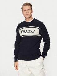 Guess Sweter M5RR13 Z3KK2 Granatowy Regular Fit. Niebieskie swetry rozpinane Guess, l, z aplikacjami, z wiskozy, bez kołnierzyka, bez ramiączek. Za 309.99 zł.