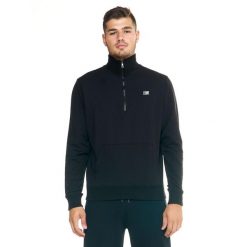 Bluza z bawełna z zamek błyskawiczny na czas wolny. Czarne bluzy LEONE 1947 APPAREL, bez wzorów, z bawełny, bez kaptura. W wyprzedaży za 149.08 zł.