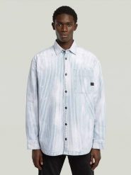 G-Star Koszula - Oversized fit - w kolorze biało-niebieskim rozmiar: M. Niebieskie koszule G-Star, m, bez wzorów, z bawełny, bez kołnierzyka, bez ramiączek. Za 324.95 zł.