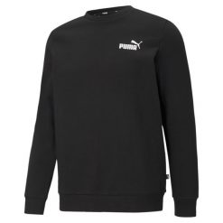 Męska bluza dresowa z małym logo i okrągłym dekoltem Essentials PUMA Black. Czarne bluzy Puma, m, bez wzorów, z dresówki, bez kaptura. Za 228.00 zł.