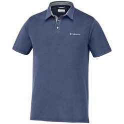 Koszulka polo męska Columbia Nelson Point Polo. Niebieskie koszulki polo Columbia, m, bez wzorów, bez kołnierzyka, bez ramiączek. Za 154.99 zł.