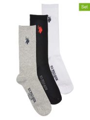 U.S. Polo Assn. Skarpety (3 pary) w kolorze białym, czarnym i szarym rozmiar: 39-42. Białe skarpety U.S. Polo Assn., bez wzorów. Za 52.79 zł.