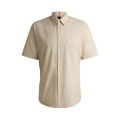 Koszula męska BOSS Relegant_6-short_M Light Beige (50537331-271). Brązowe t-shirty sportowe Boss, bez wzorów, bez ramiączek. Za 249.00 zł.