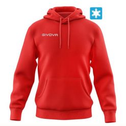 Bluza męska/uniwersalna 3082 z kapturem, polarowa, zamek, kieszeń kangurka. Czerwone bluzy z kapturem Givova, na lato, m, bez wzorów, z bawełny, z kapturem. Za 106.48 zł.