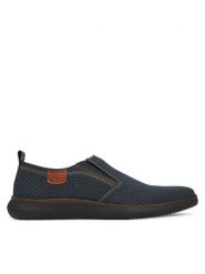 Rieker Półbuty 10452-14 Granatowy. Niebieskie eleganckie półbuty Rieker, bez wzorów, ze skóry, bez obcasa, bez zapięcia. Za 249.99 zł.