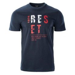 Koszulka męska Hi-Tec Rimo - granatowa, Rozmiar XXL. T-shirty Hi-tec, m, bez wzorów, z bawełny, bez kołnierzyka, bez ramiączek. Za 49.99 zł.