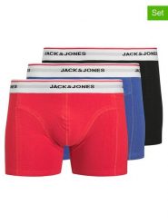 Jack & Jones Bokserki (3 pary) "Jackayden" w kolorze błękitno-czarno-czerwonym rozmiar: S. Czarne bokserki Jack & Jones, s, bez wzorów, z bawełny. Za 79.21 zł.