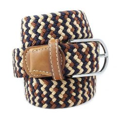 Pasek Elastyczny, Parciany, Pleciony, Beżowo-Granatowy do Spodni, Casualowy -ALTIES. Brązowe paski Alties, bez wzorów, z elastanu. Za 59.00 zł.