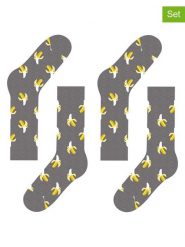 Happy Socks Skarpety (2 pary) w kolorze szaro-żółtym rozmiar: 41-46. Szare skarpety Happy Socks, bez wzorów, z bawełny. Za 52.99 zł.