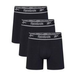 Bokserki męskie Reebok 3 sztuki. Czarne bokserki Reebok, m, bez wzorów, z bawełny. Za 99.99 zł.