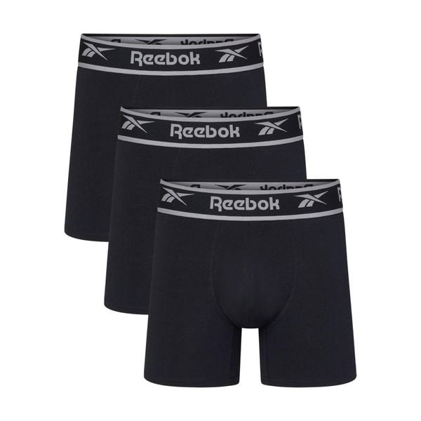 Bokserki męskie Reebok 3 sztuki. Czarne bokserki Reebok, m, bez wzorów, z bawełny. Za 99.99 zł.