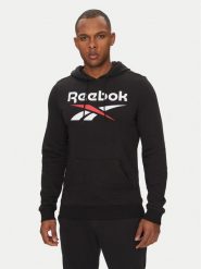Reebok Bluza Identhlty Big Logo 100221781 Czarny Regular Fit. Czarne bluzy Reebok, m, bez wzorów, z bawełny, bez kaptura. Za 239.99 zł.