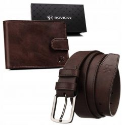 Zestaw prezentowy Rovicky R-N003L-110-PU04 brązowy. Brązowe paski ROVICKY, bez wzorów, z jeansu, eleganckie. Za 64.00 zł.