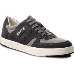 Sneakersy GUESS - Derrik FMDER1 LEA12 DGREY. Szare buty sportowe casual marki Guess, z aplikacjami, z materiału. W wyprzedaży za 219.00 zł.