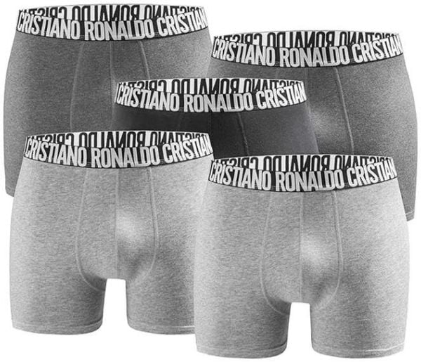 CR7 Bokserki męskie 5-pack, antracyt, rozmiar M. Szare bokserki CR7 Cristiano Ronaldo, m, bez wzorów, z bawełny. Za 236.99 zł.